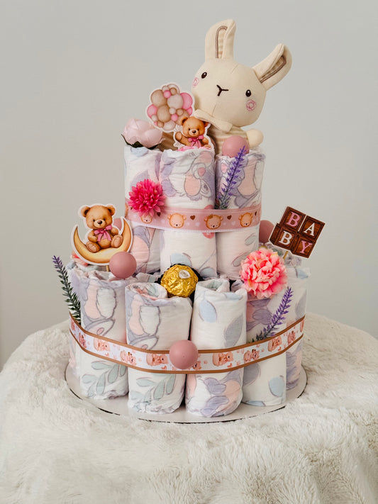 Pink Bunny Nappy Cake